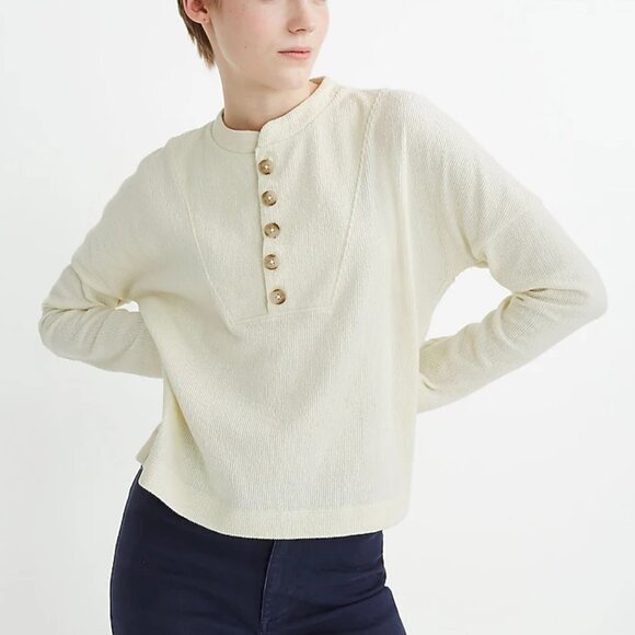 Madewell Sweaters - Madewell Textured & Thread Women's Henley Top Size L Ivory